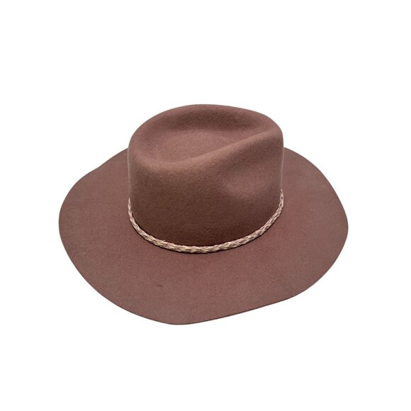 Mossant Paris Women's Purple Fedora Hat Medium 100% Wool with Braided Cord Band - Picture 3 of 6